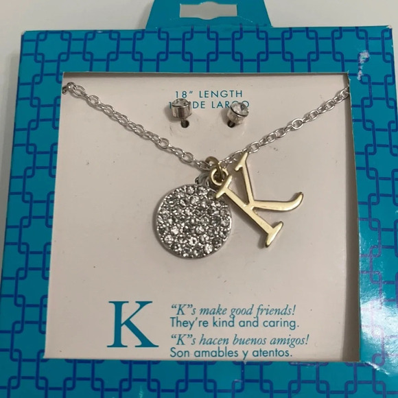 unknown Jewelry - 3x$25 ❤️ Necklace Letter K with stud earrings. ❤️